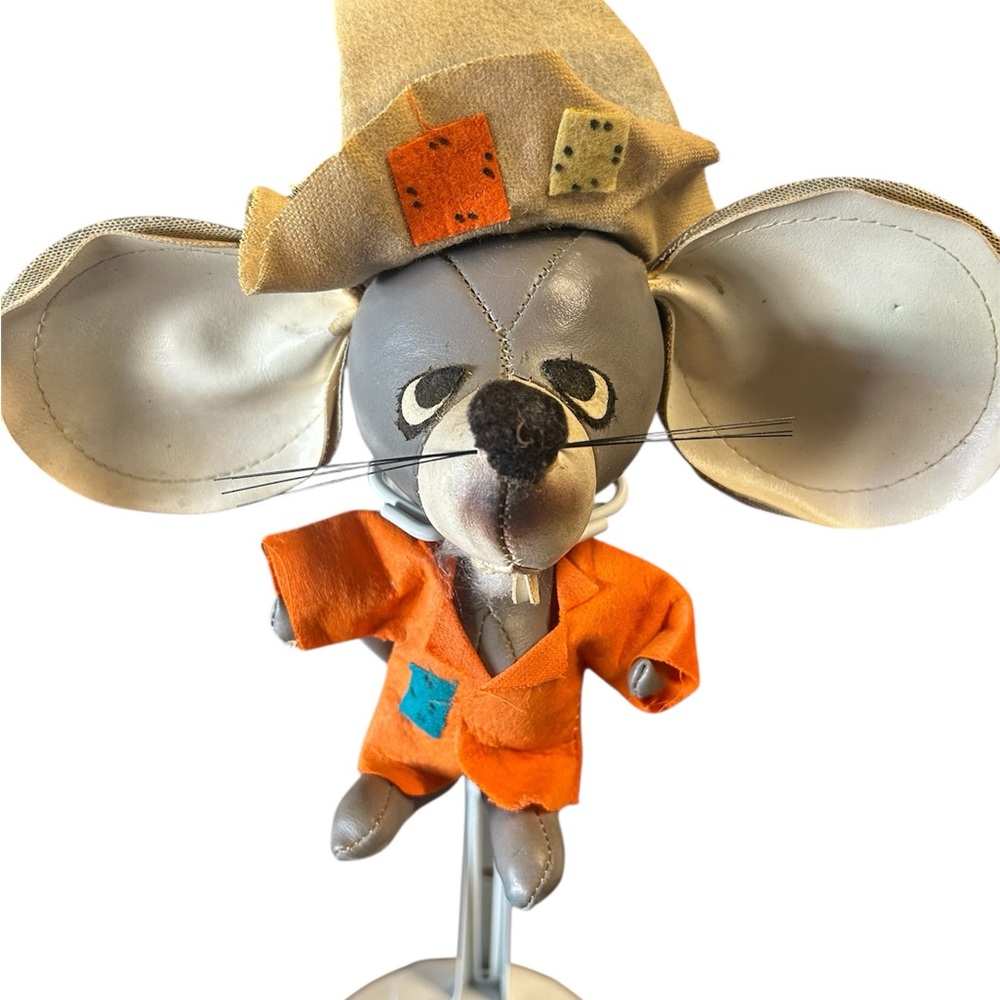 Vintage early 1960s
Mouse Plush Toy... Gray Mouse Plush with Orange Outfit